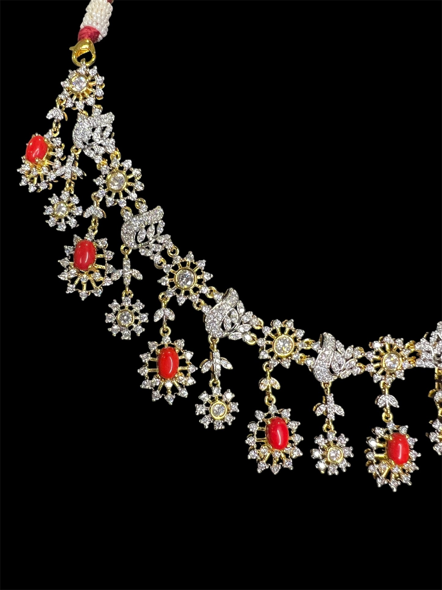 Coral CZ necklace set