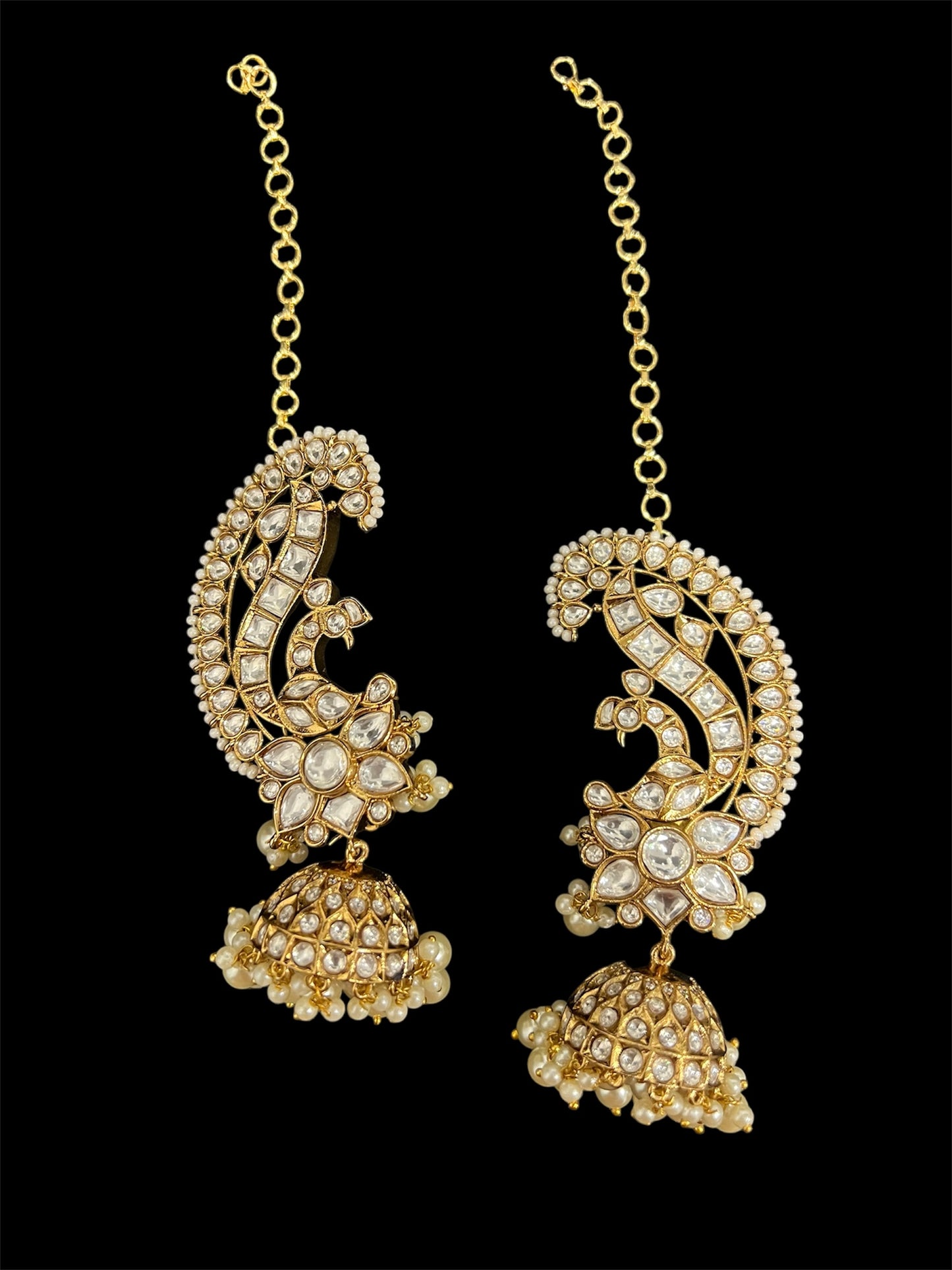 Moissanite polki earcuff jhumkas