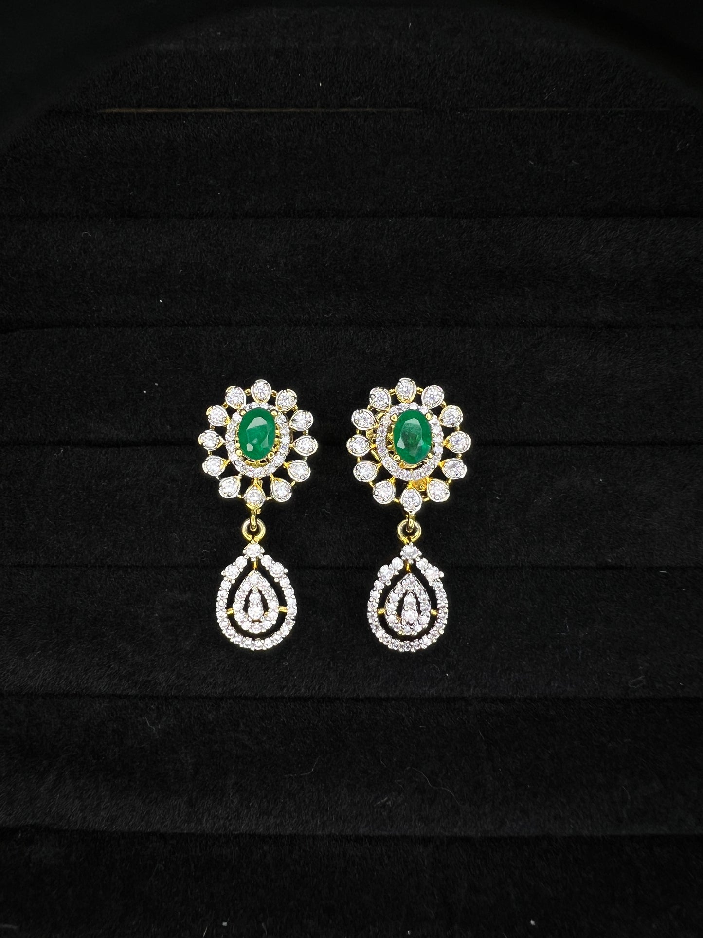 925 Silver Emerald Drop Earrings