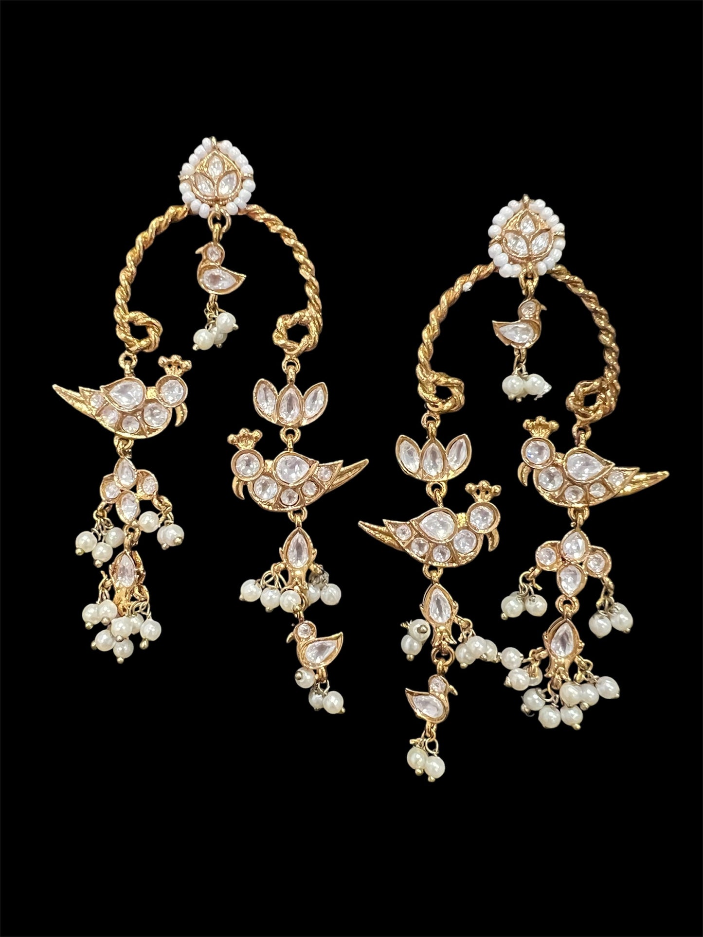 Bird Motif pachi kundan Earrings