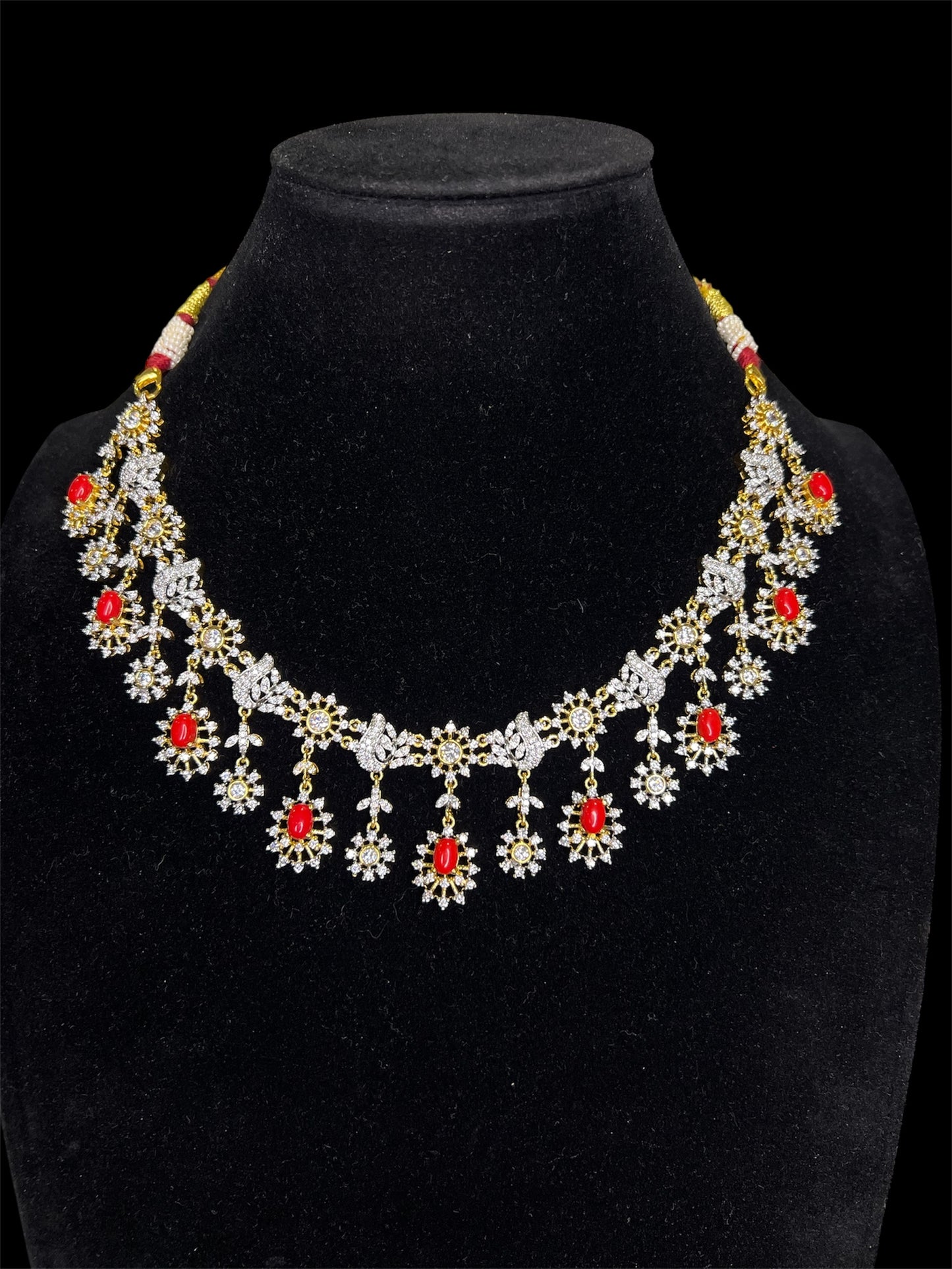 Coral CZ necklace set