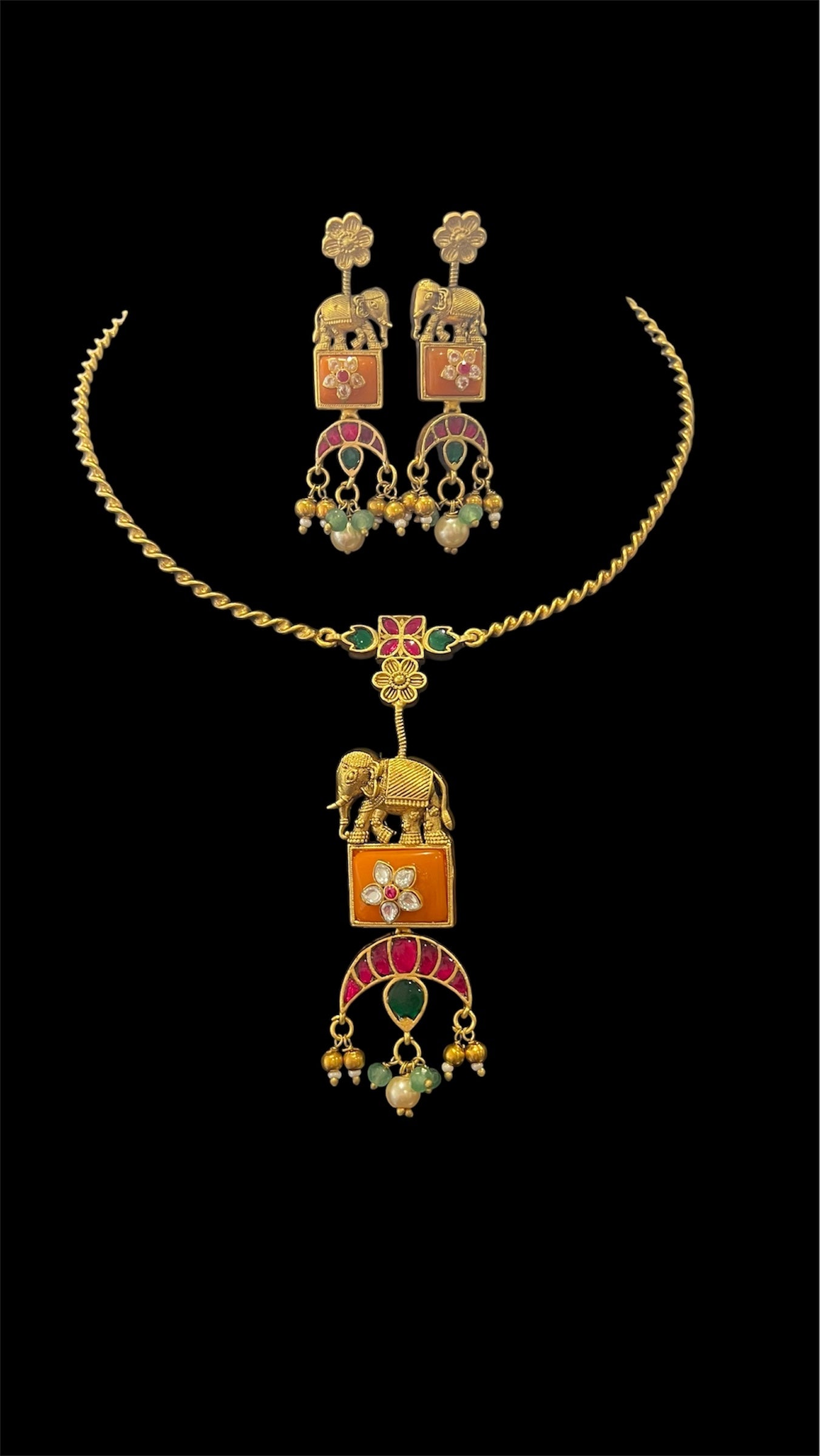 Coral Jadau kundan Set