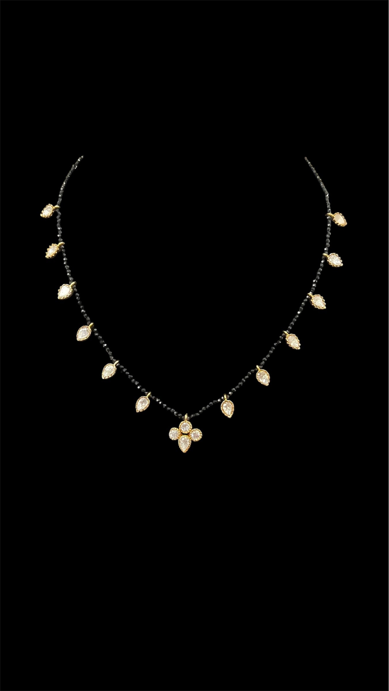 Moissanite Drop Black Beads
