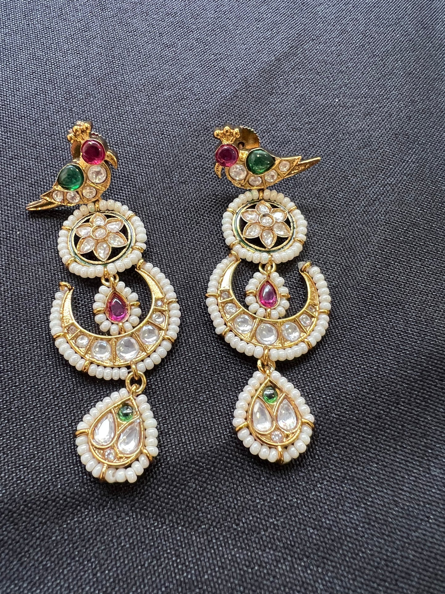 Pakshi Moissanite Polki Earrings