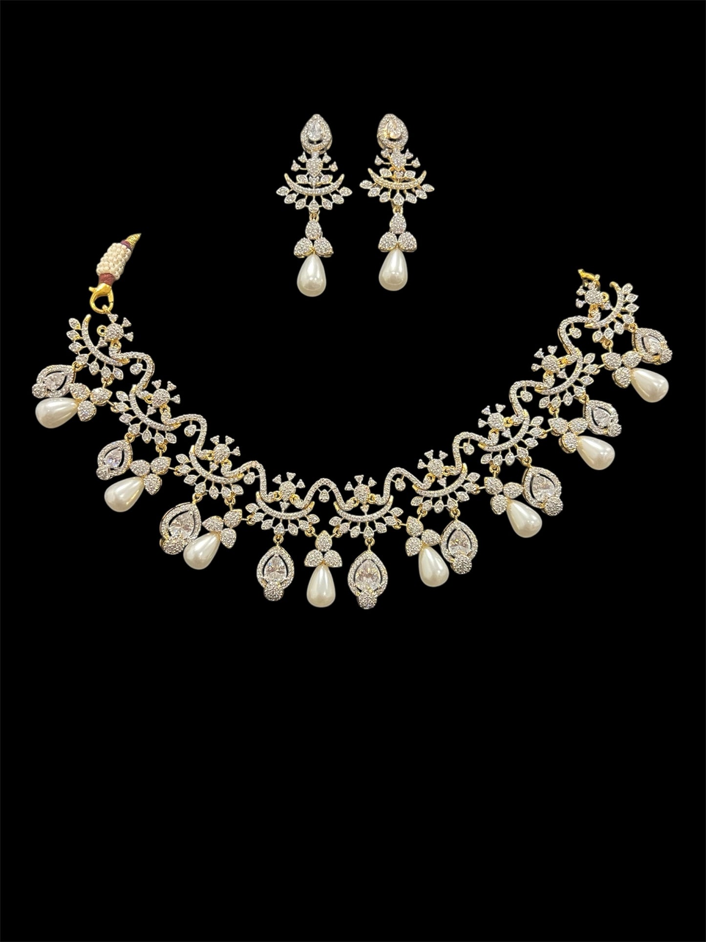 Diamond look CZ short necklace set