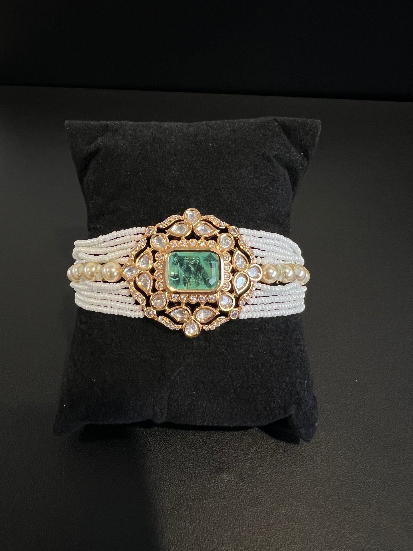 Polki Kundan Pearls Adjustable Bracelet