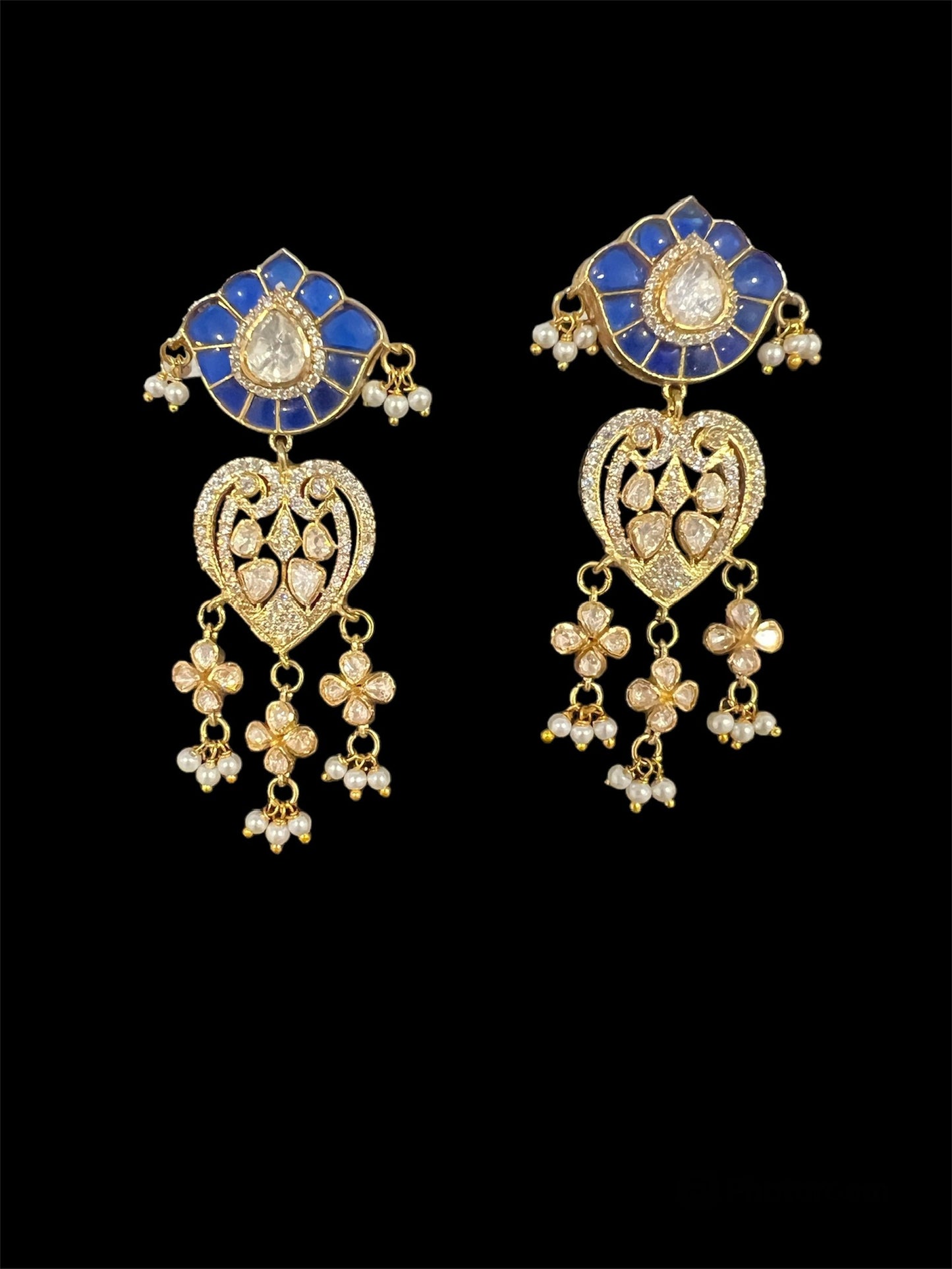 Kundan Danglers in Rare Blue