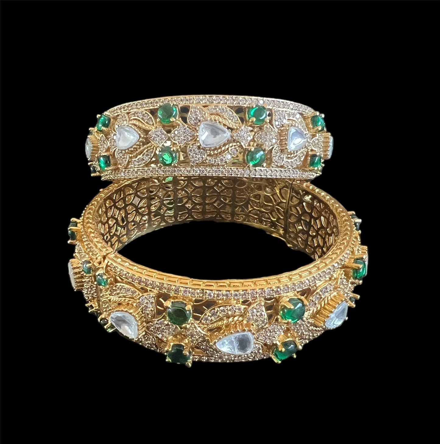 Royal Moissanite and Polki Kadas Pair