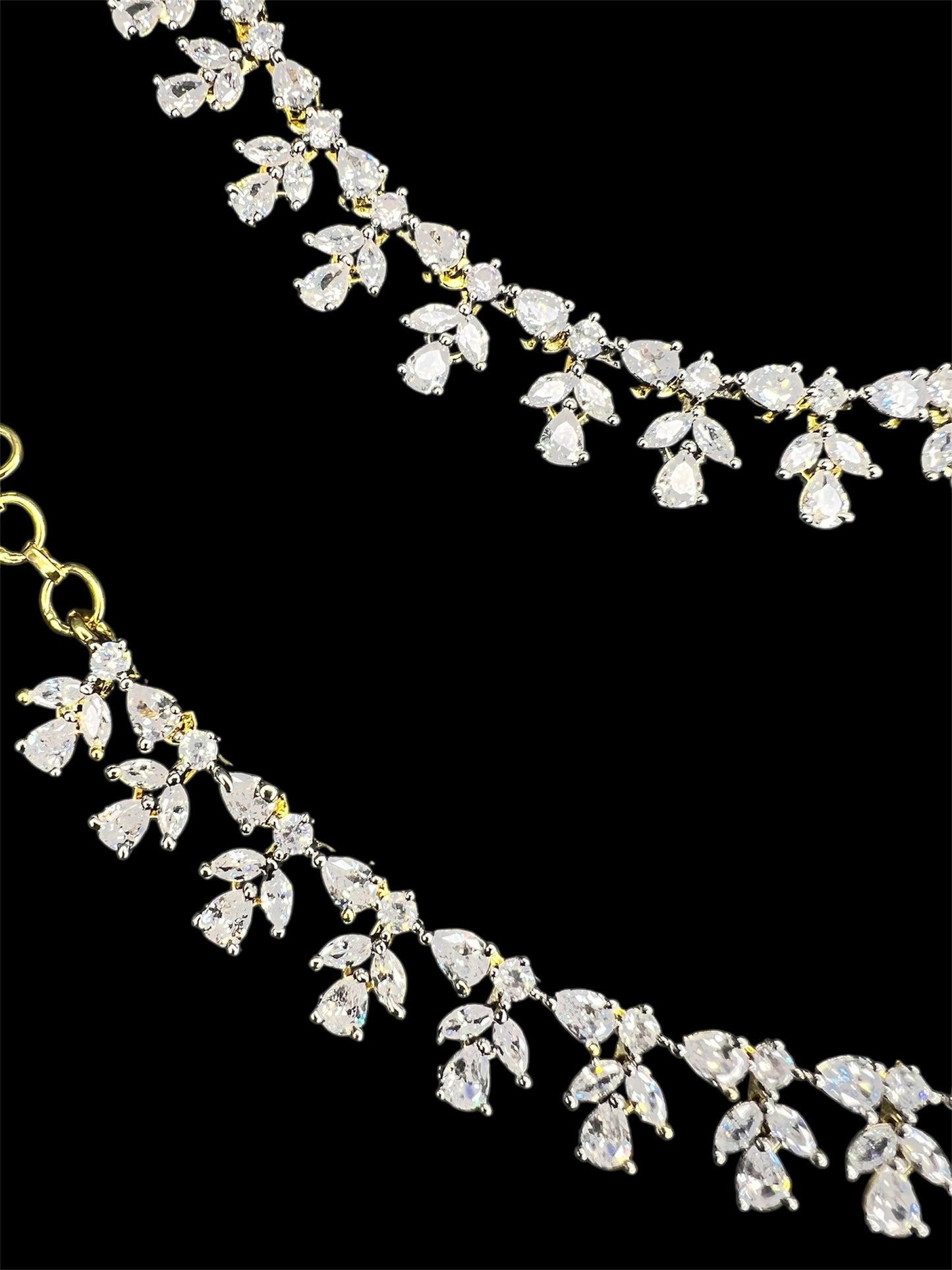 Single line diamond look ear chains
