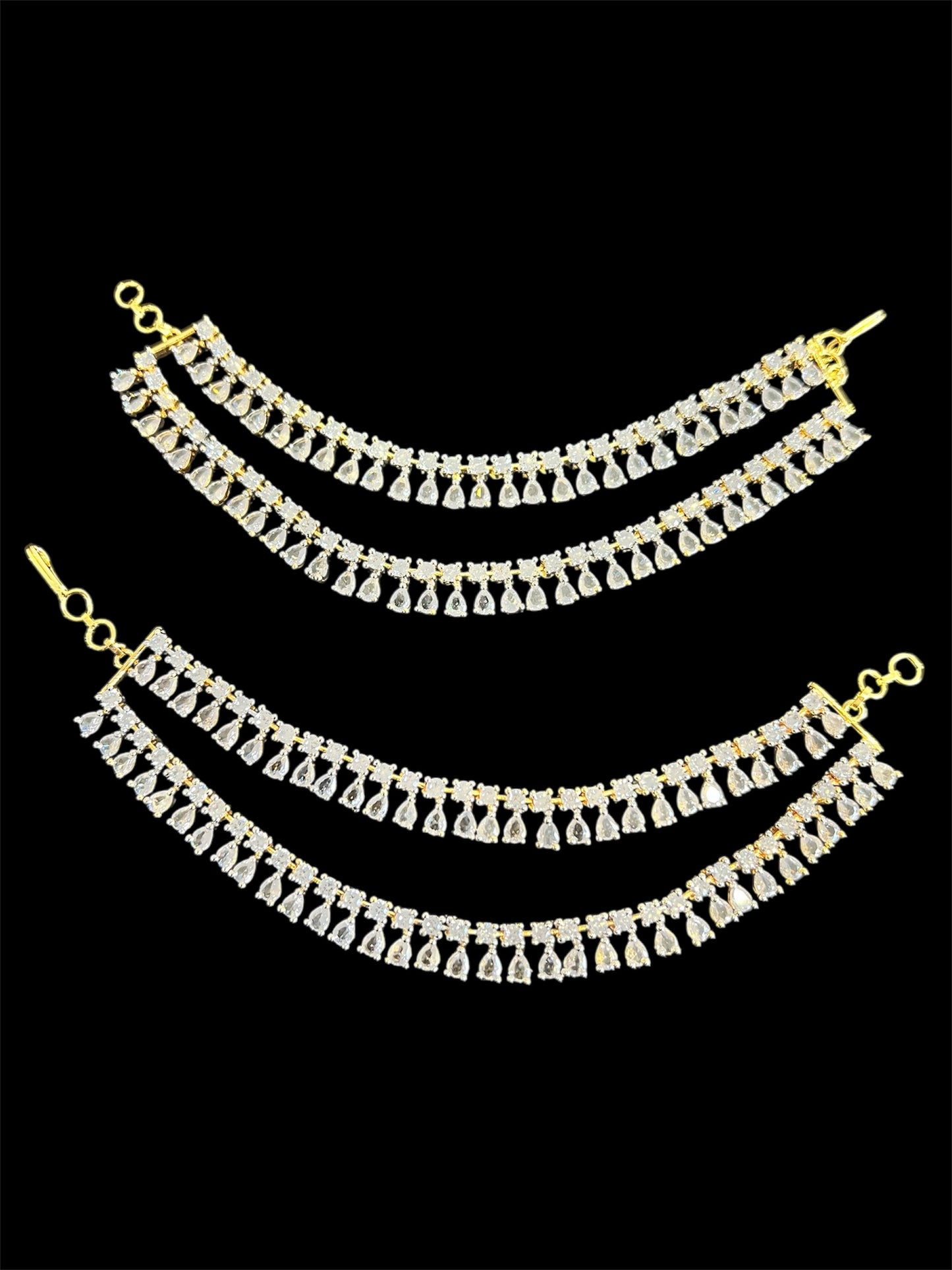 Two line diamond look ear chains
