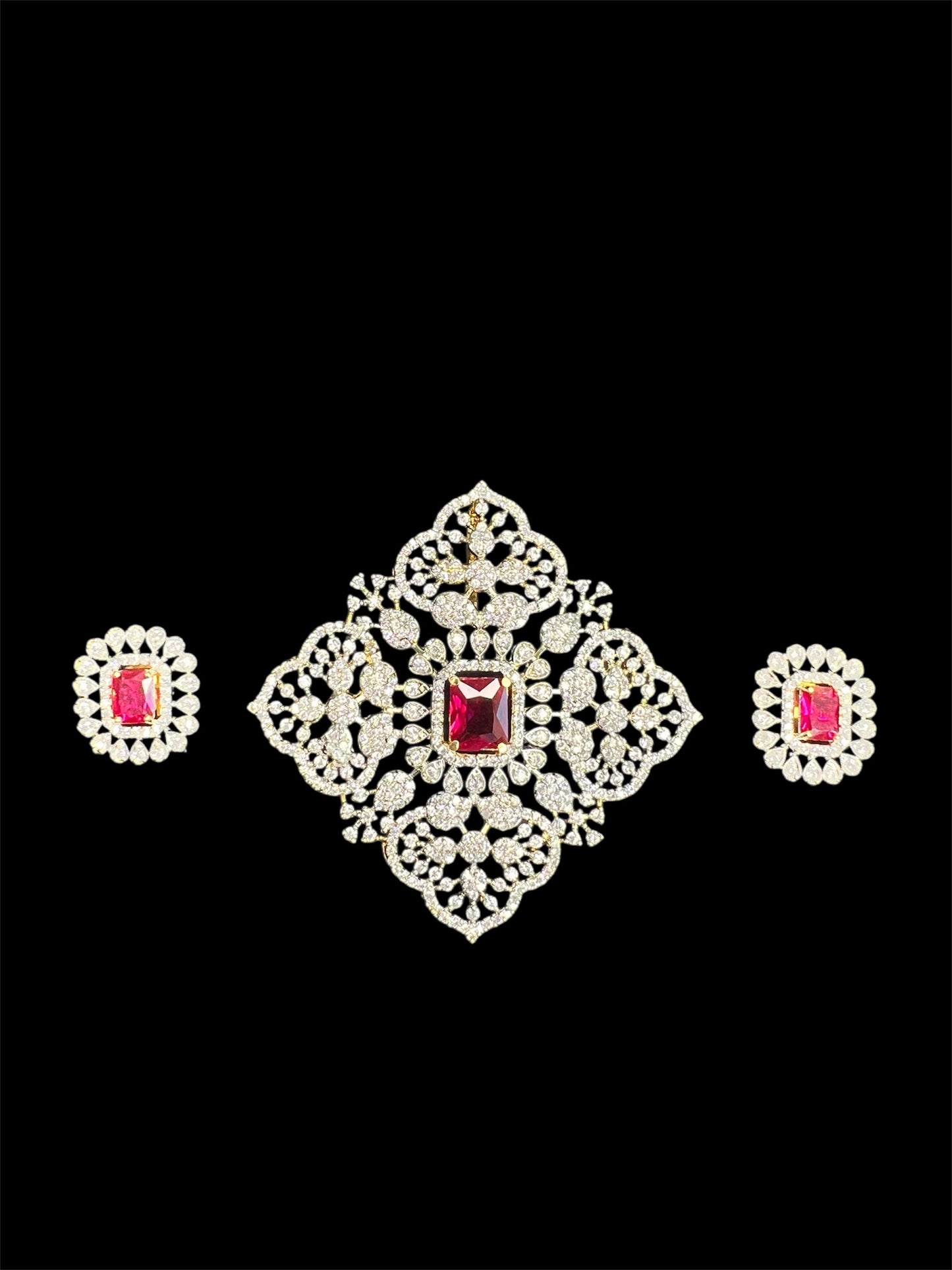 Square CZ pendant and studs