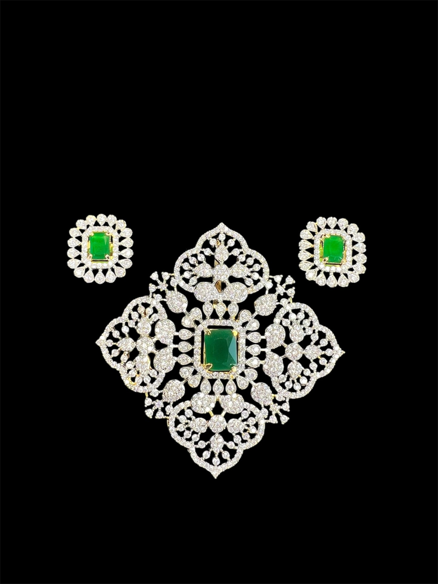 Square CZ pendant and studs