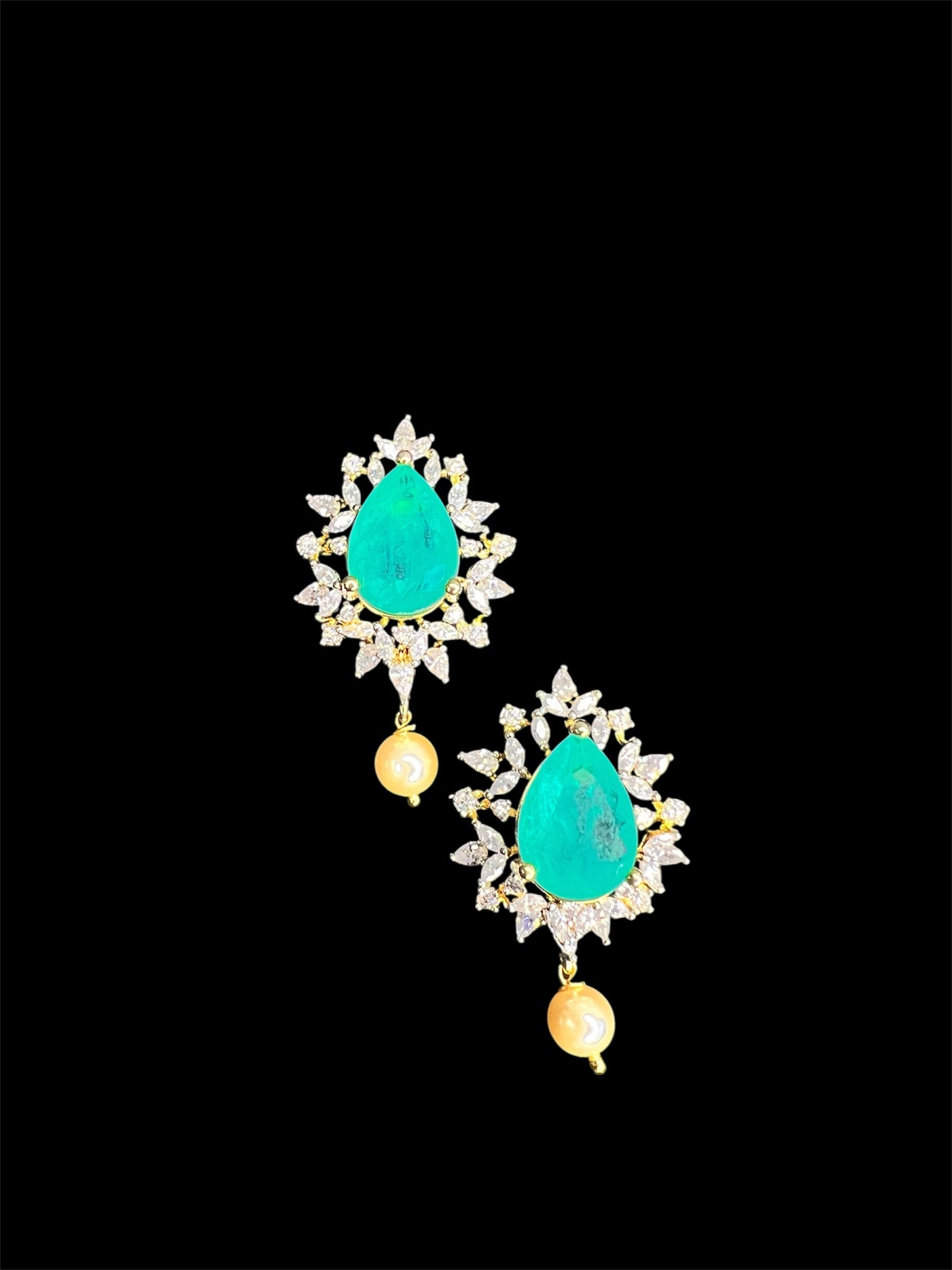 Halo stone diamond inspired drop earrings