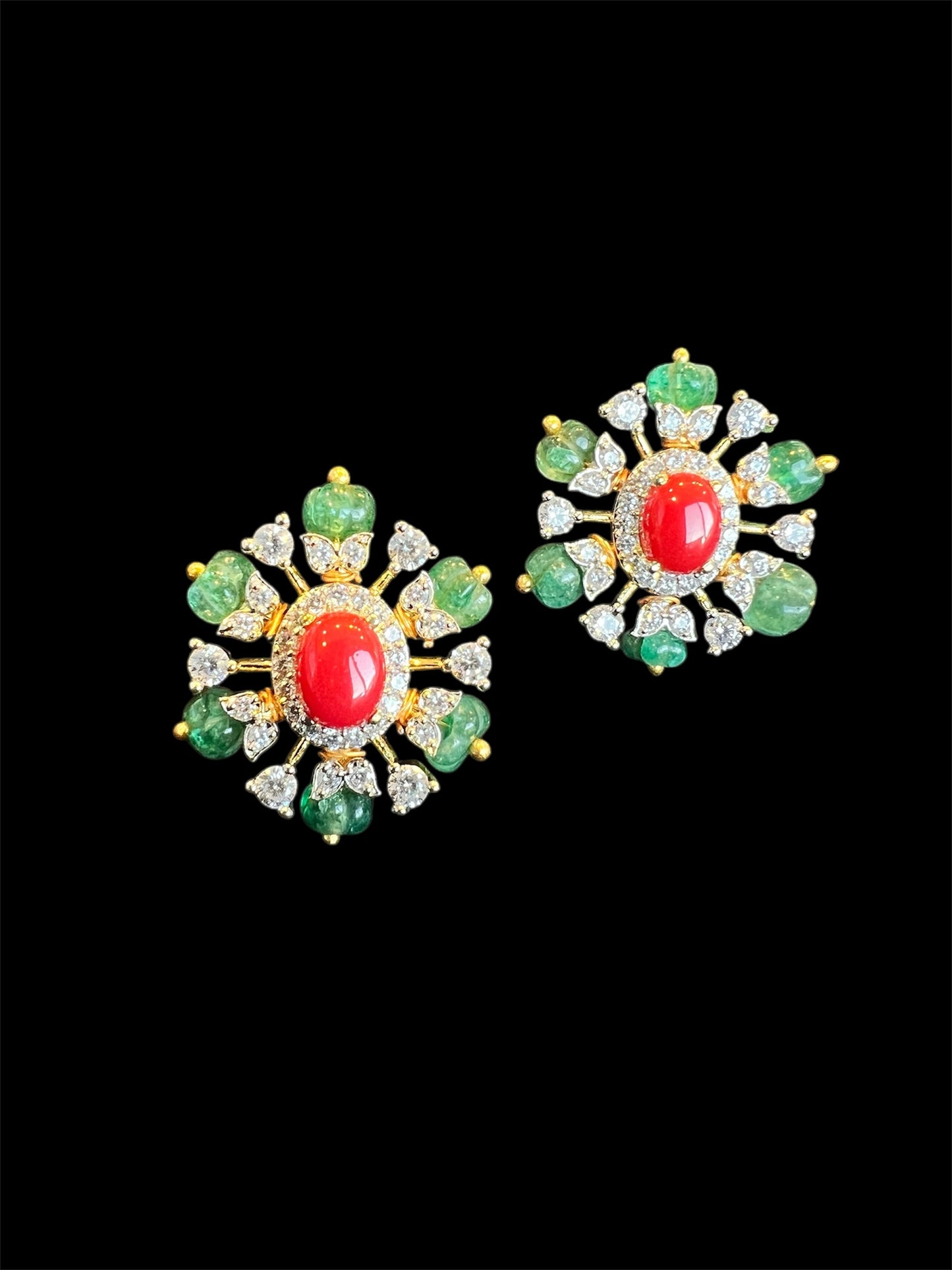 Pumpkin beads Floral studs