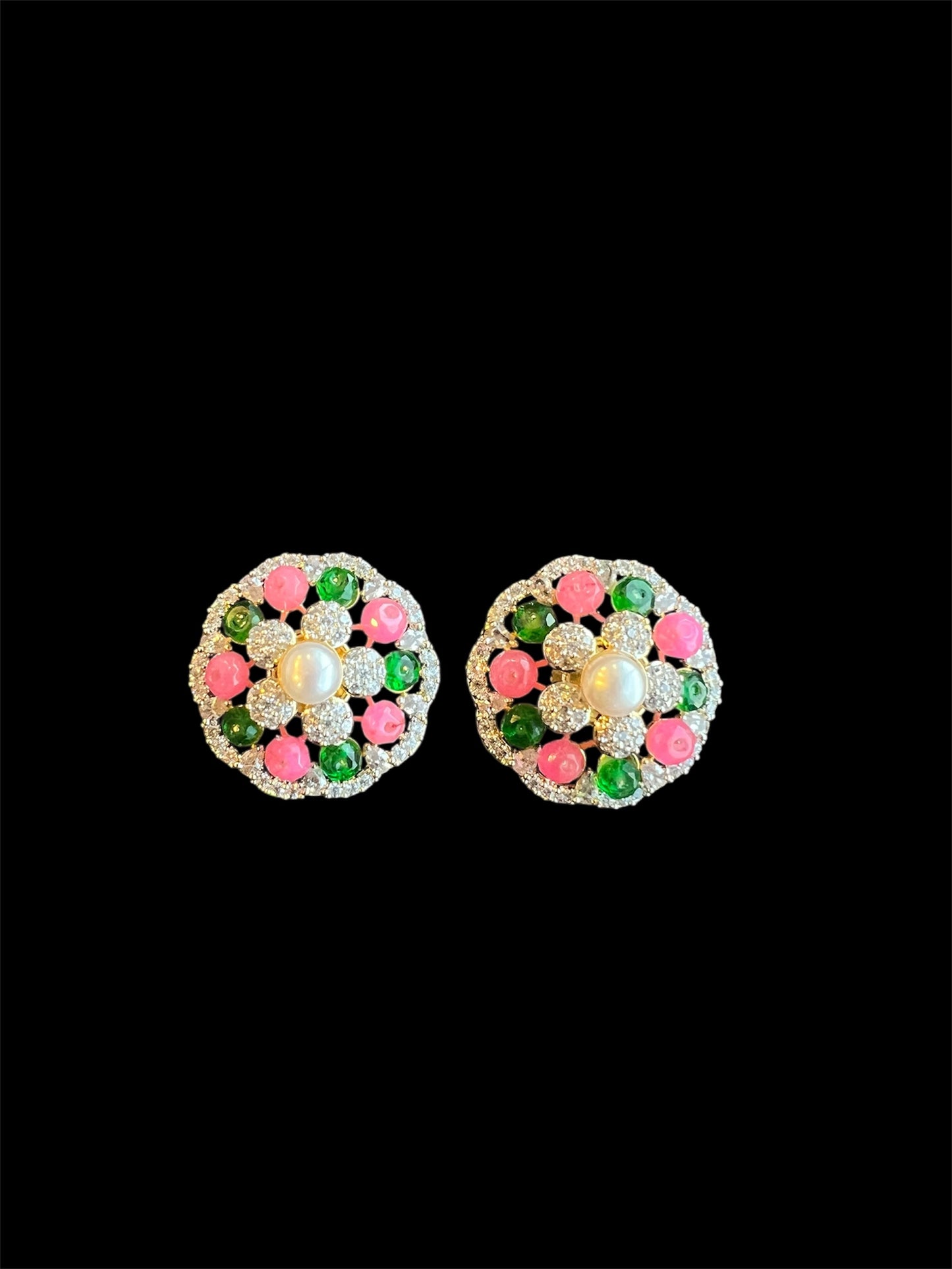 Pearl Studs with precious beads