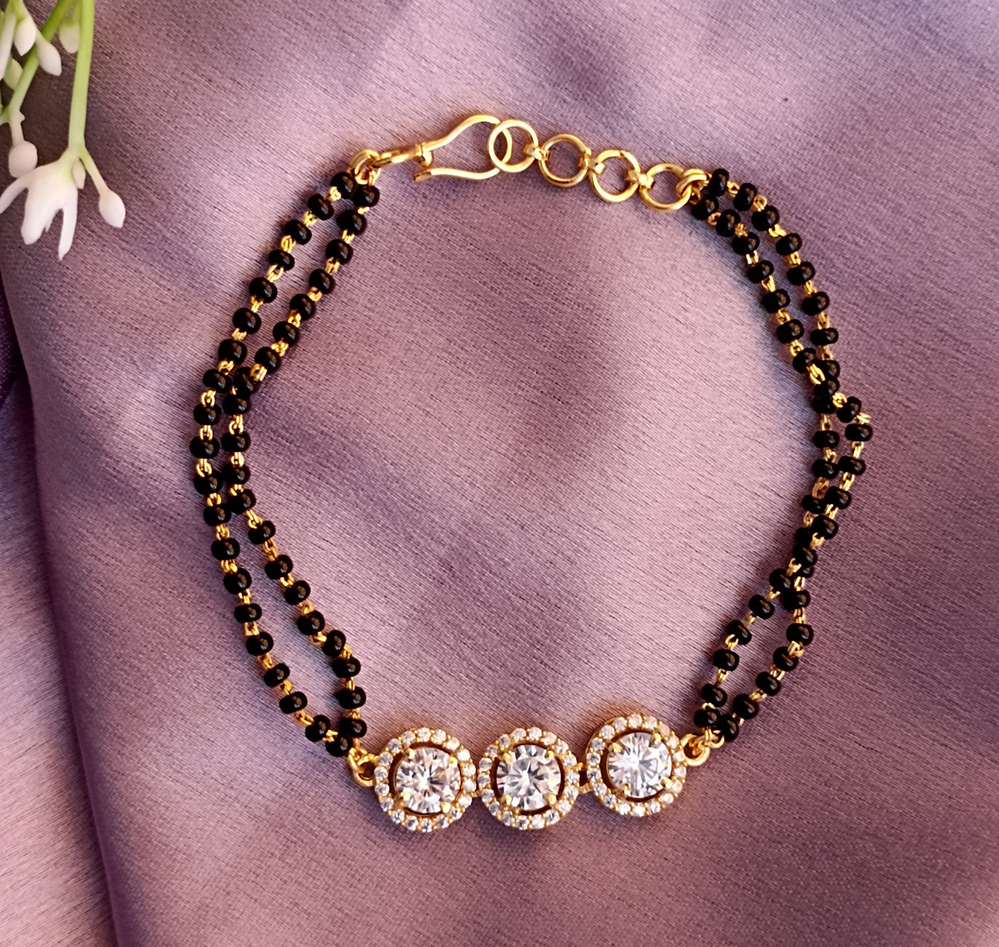 925 Silver Bracelet with 3 Halo Solitaires - PREORDER