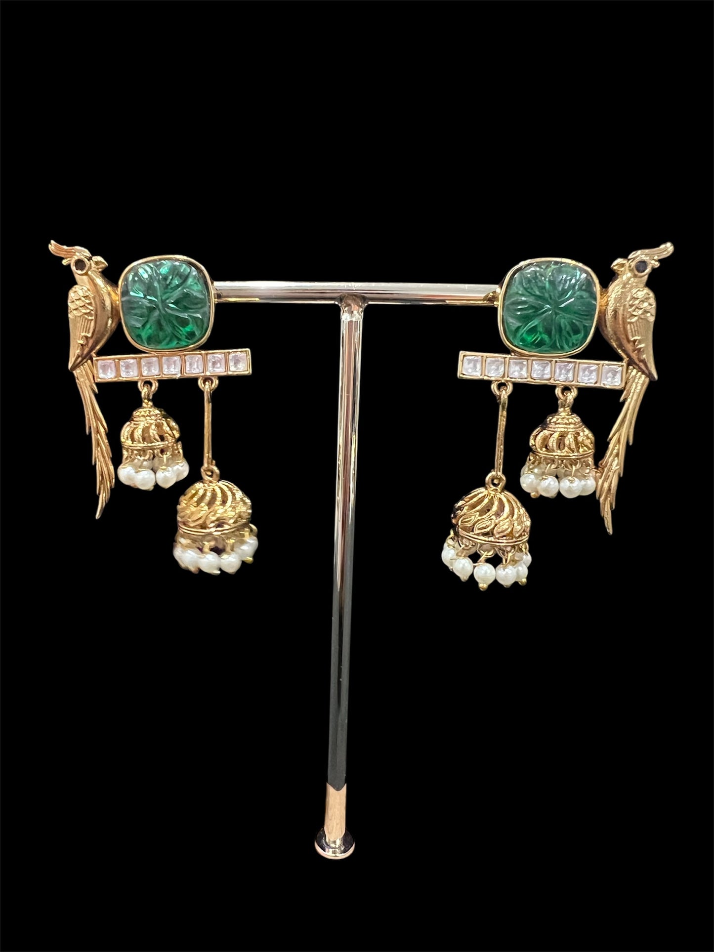 Bird motif fancy earrings