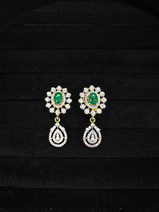 925 Silver  Emerald Drop Earrings