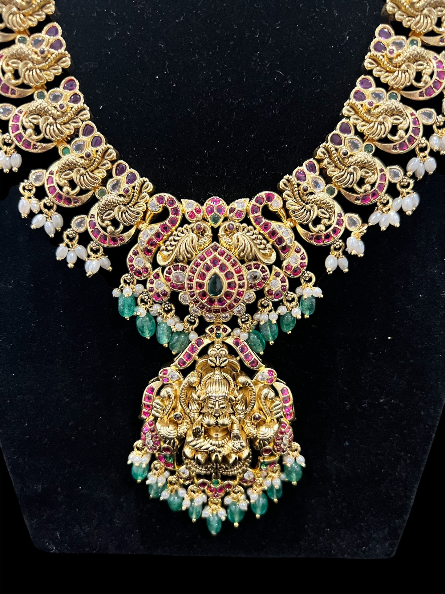 Nakshi gold look long haaram set