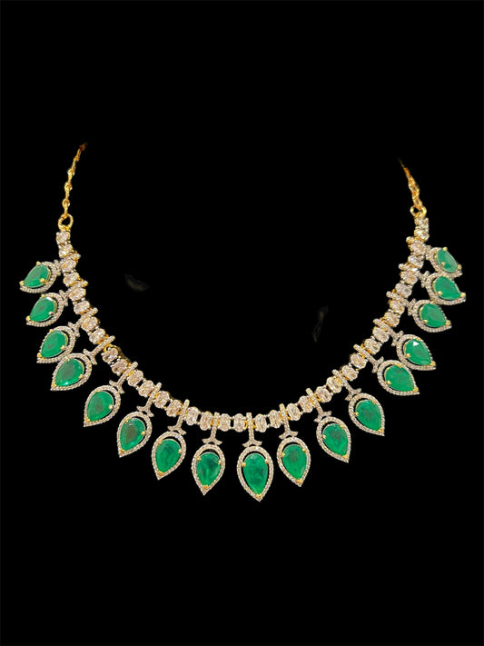 Diamond Look Green Stone Choker