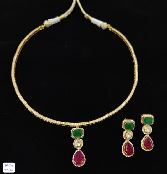 925 Silver Kante Set with Moissanites and doublet Gemstones