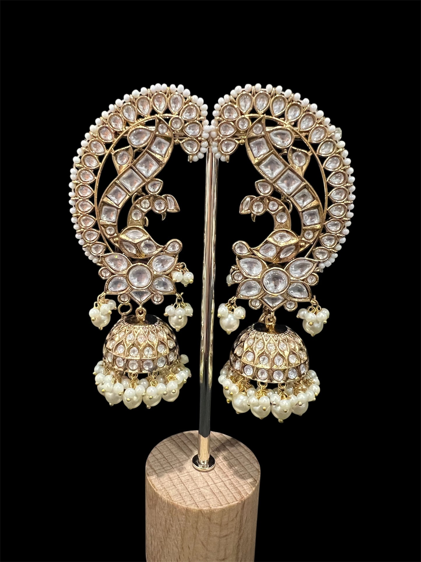 Moissanite polki earcuff jhumkas