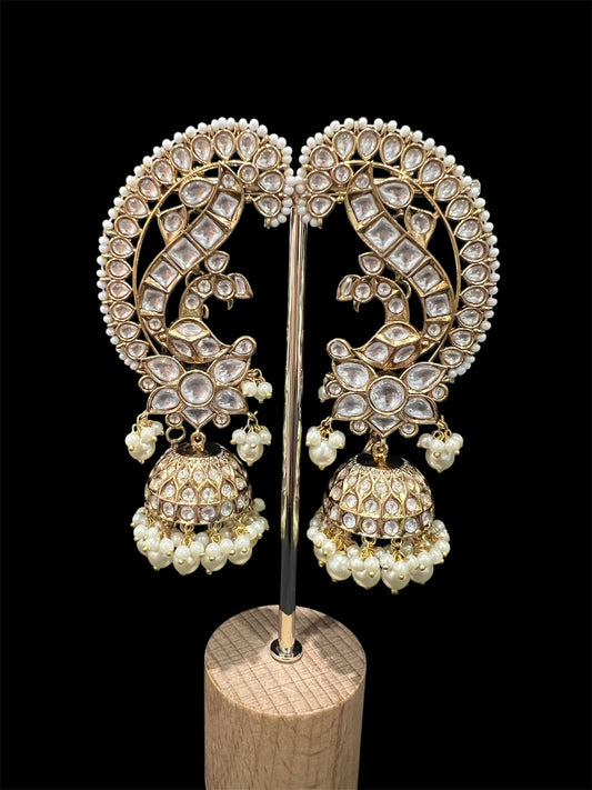 Moissanite polki earcuff jhumkas