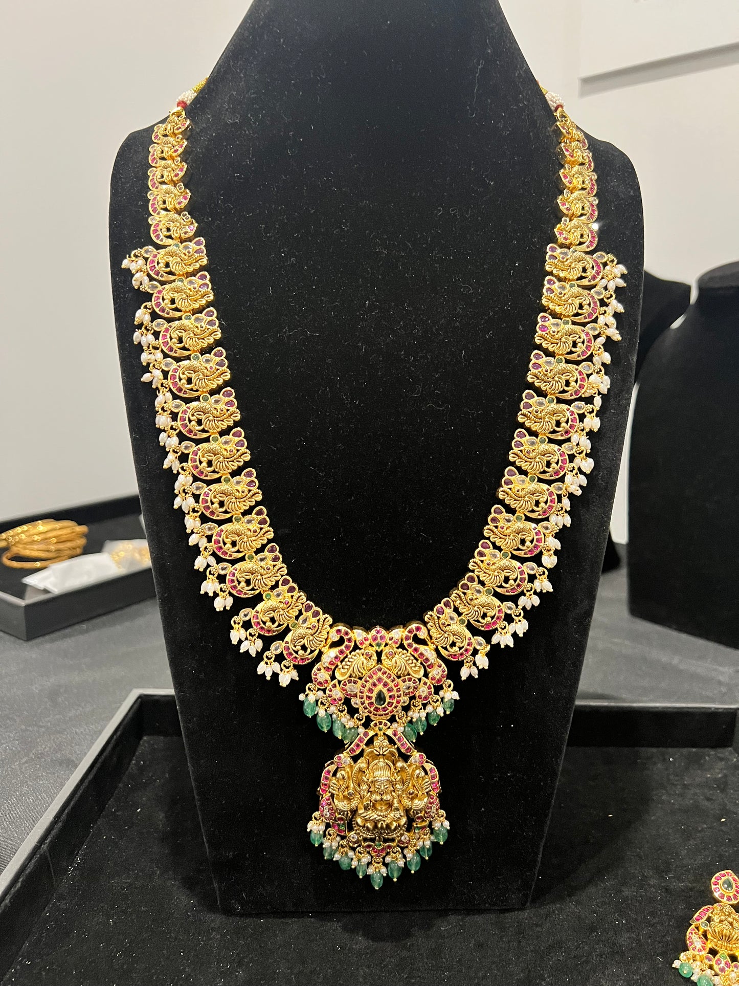 Nakshi gold look long haaram set