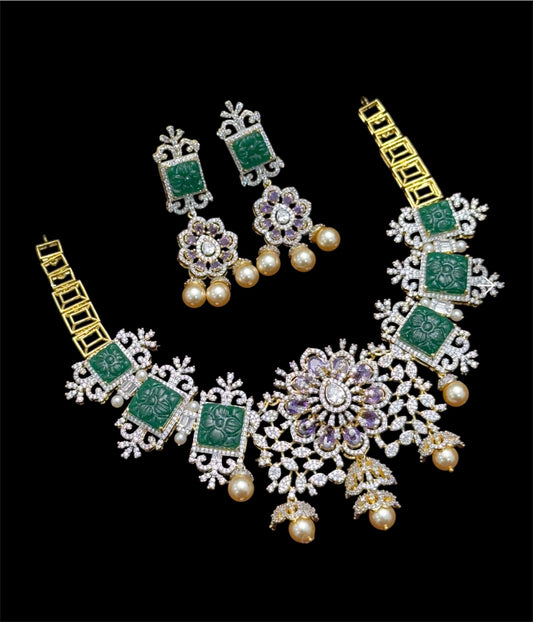 Statement Diamond look necklace set