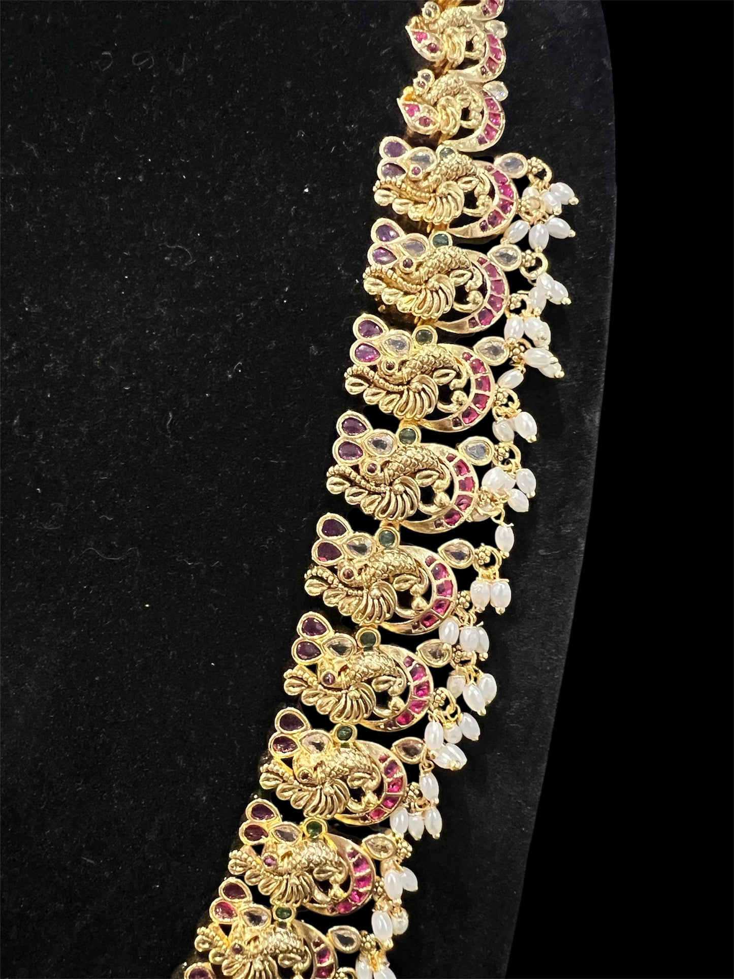 Nakshi gold look long haaram set