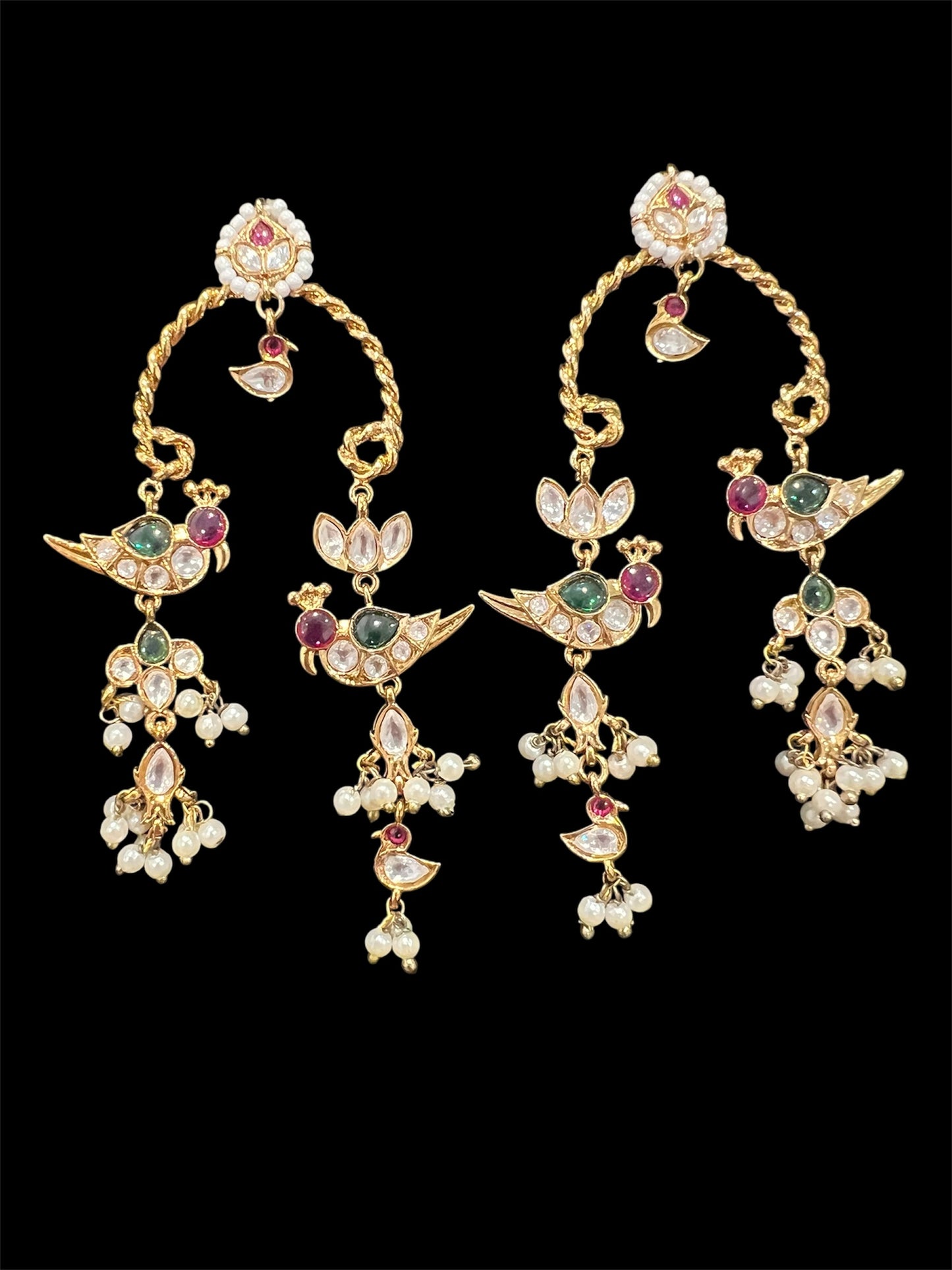 Bird Motif pachi kundan Earrings