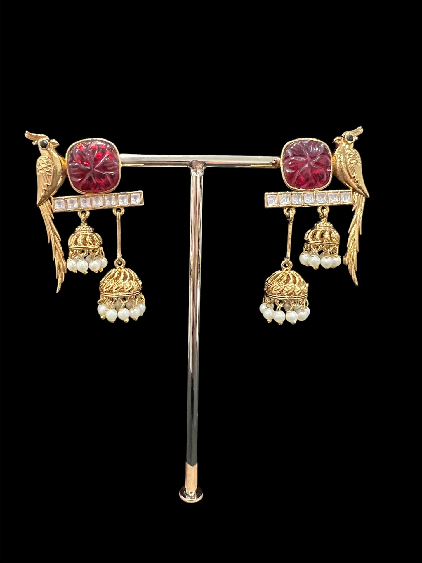 Bird motif fancy earrings