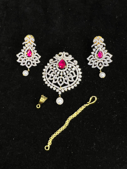 3in1 CZ Pendant/ maangtikka set