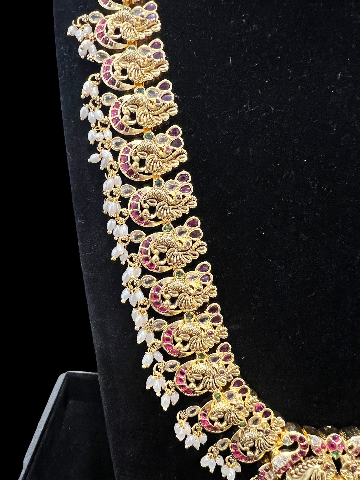 Nakshi gold look long haaram set