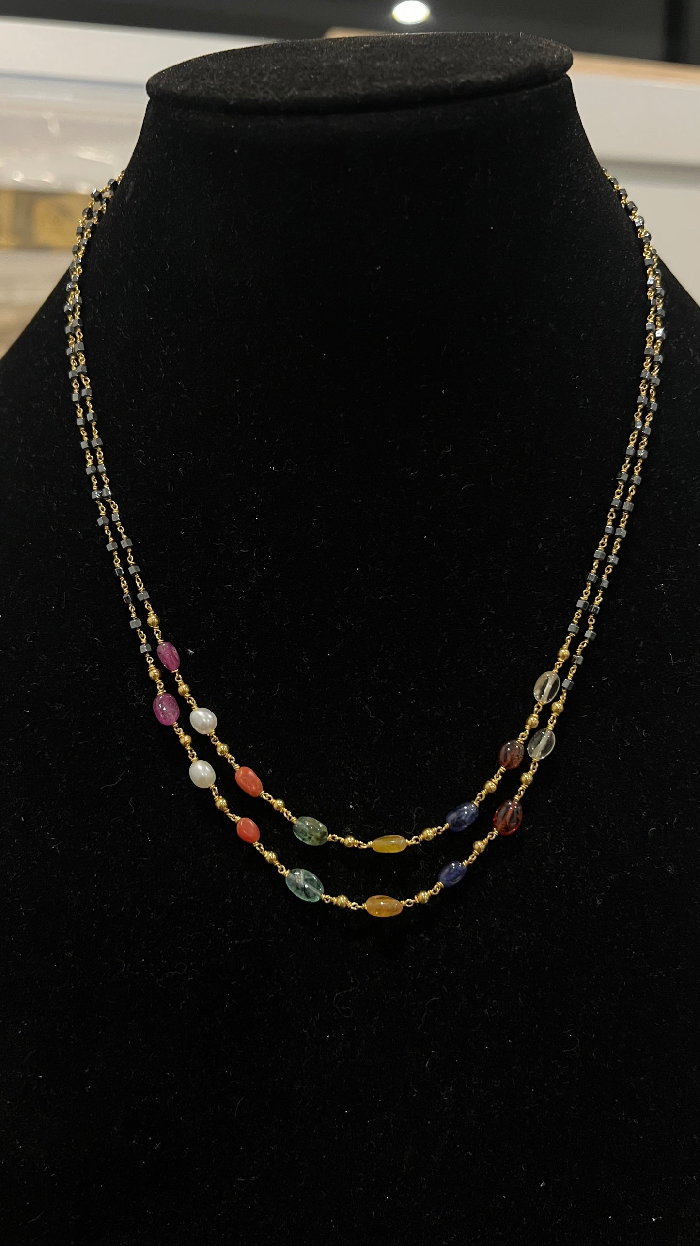 92.5 Silver Navaratna black beads