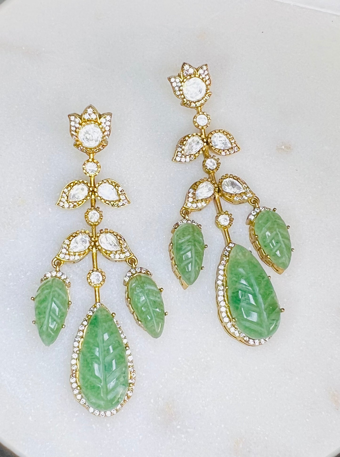 Carved Mint Earrings