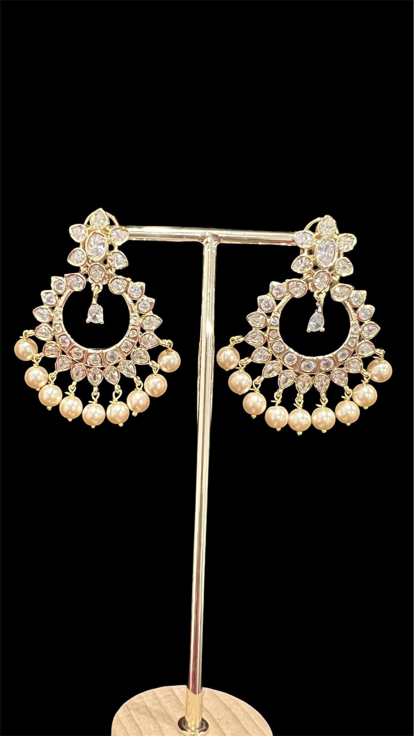 Gold look Uncut stone Chaandbaali
