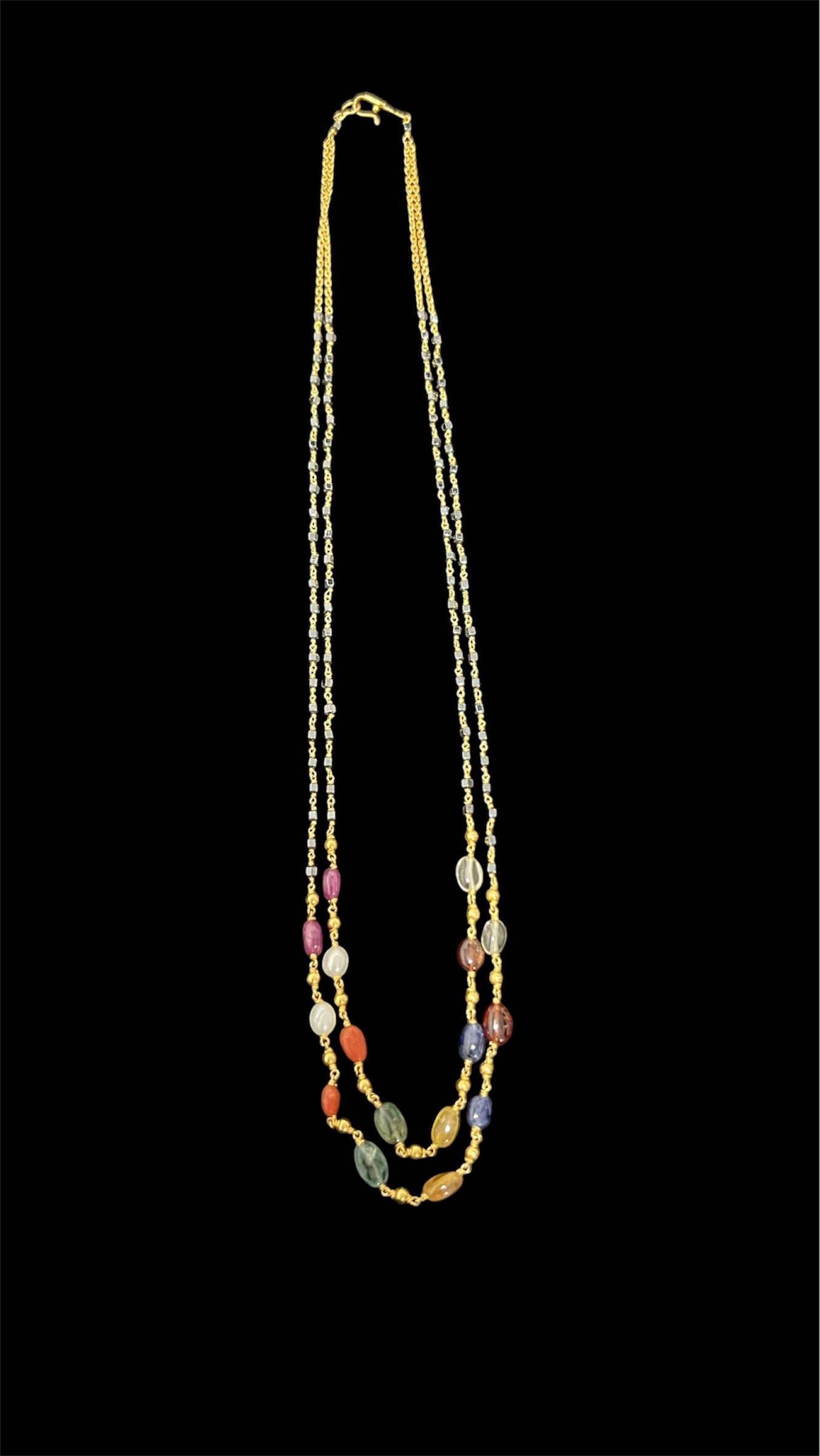 92.5 Silver Navaratna black beads