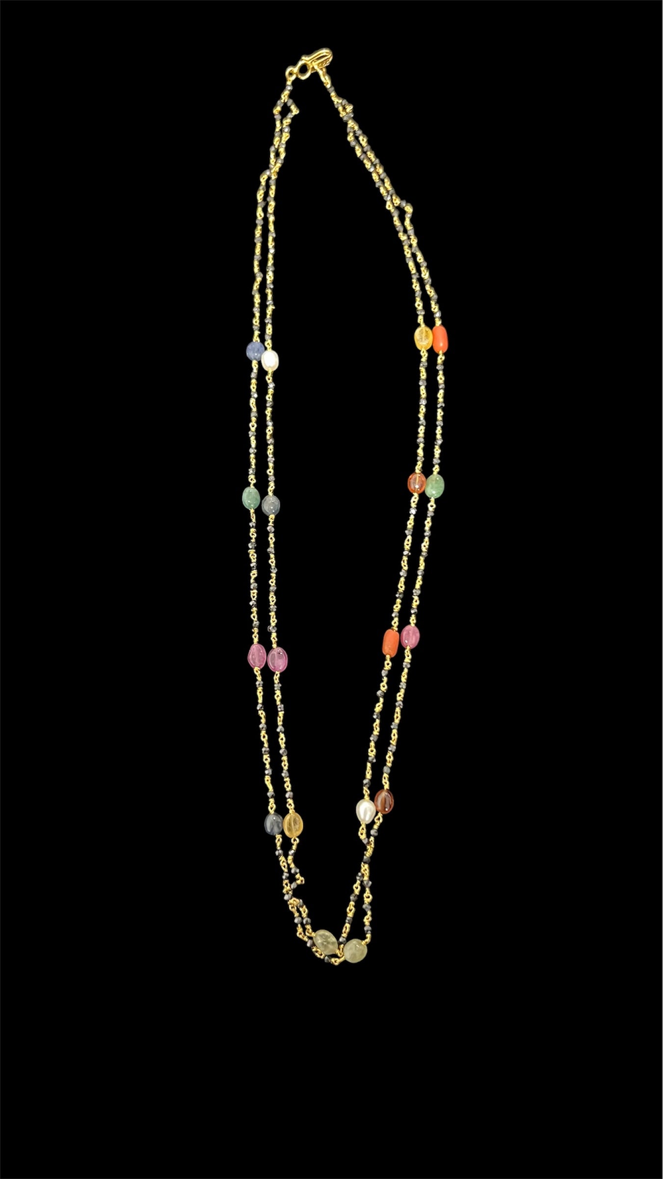 92.5 Silver Navaratna black beads