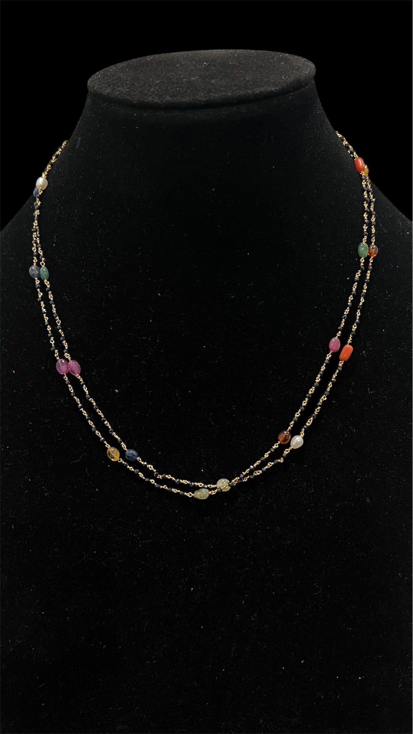 92.5 Silver Navaratna black beads