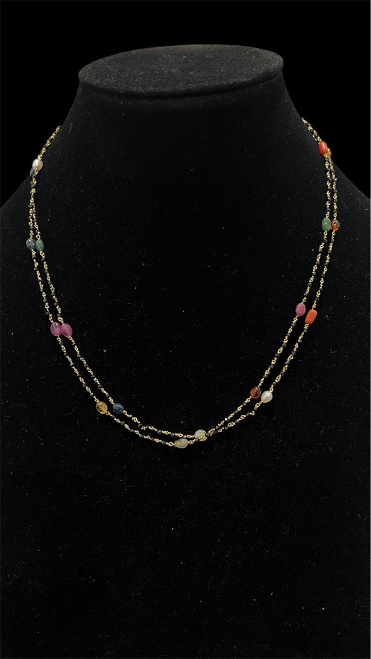 92.5 Silver Navaratna black beads