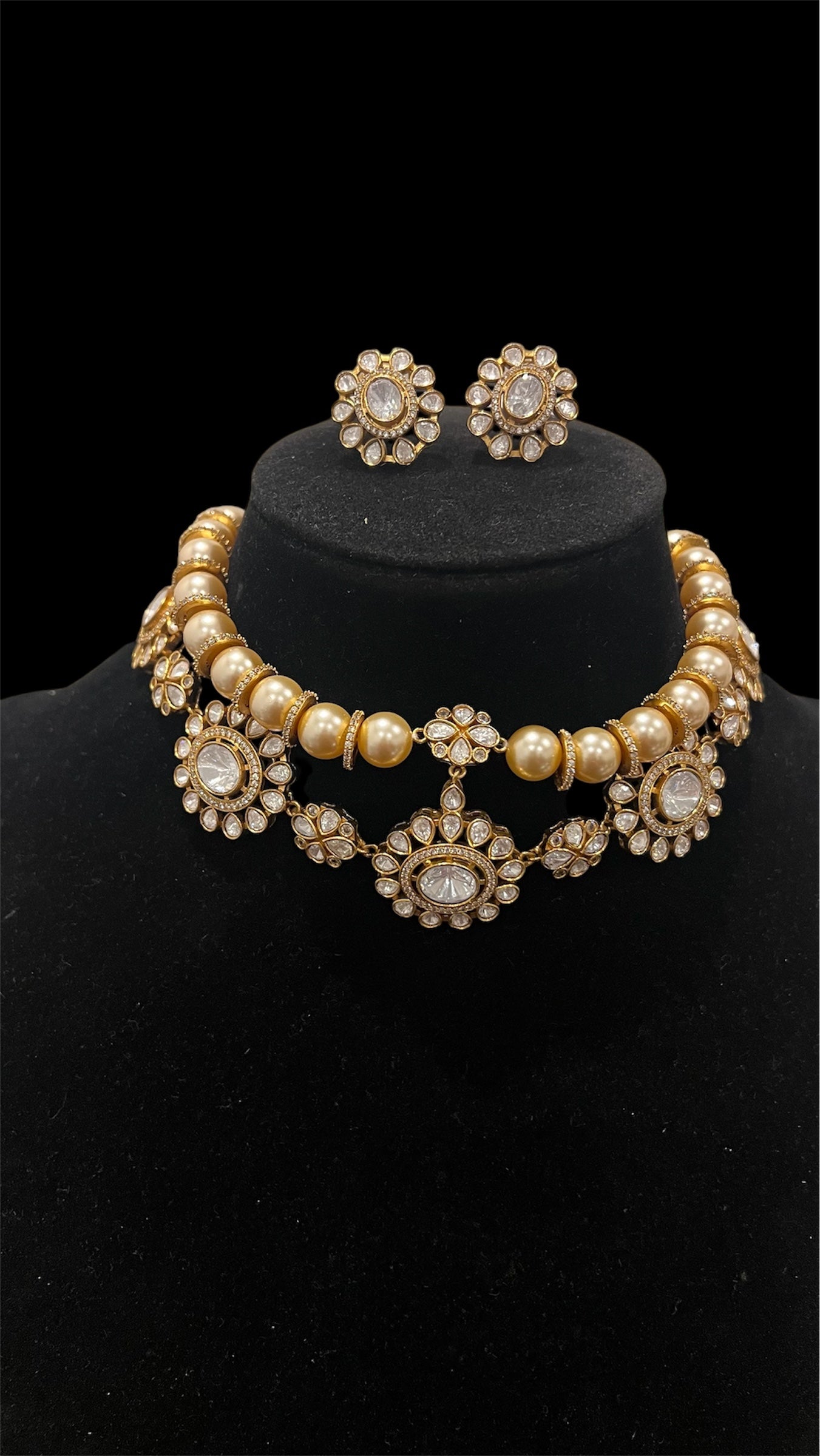 Pearl and polki choker set