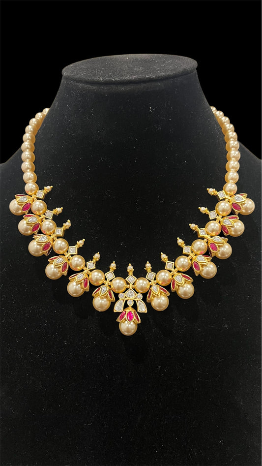 Jadau Kundan Pearl necklace set