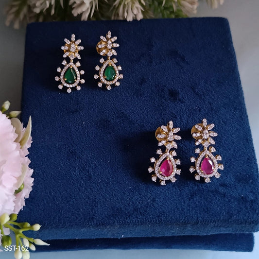 92.5 Silver Diamond look Pendant and earrings set