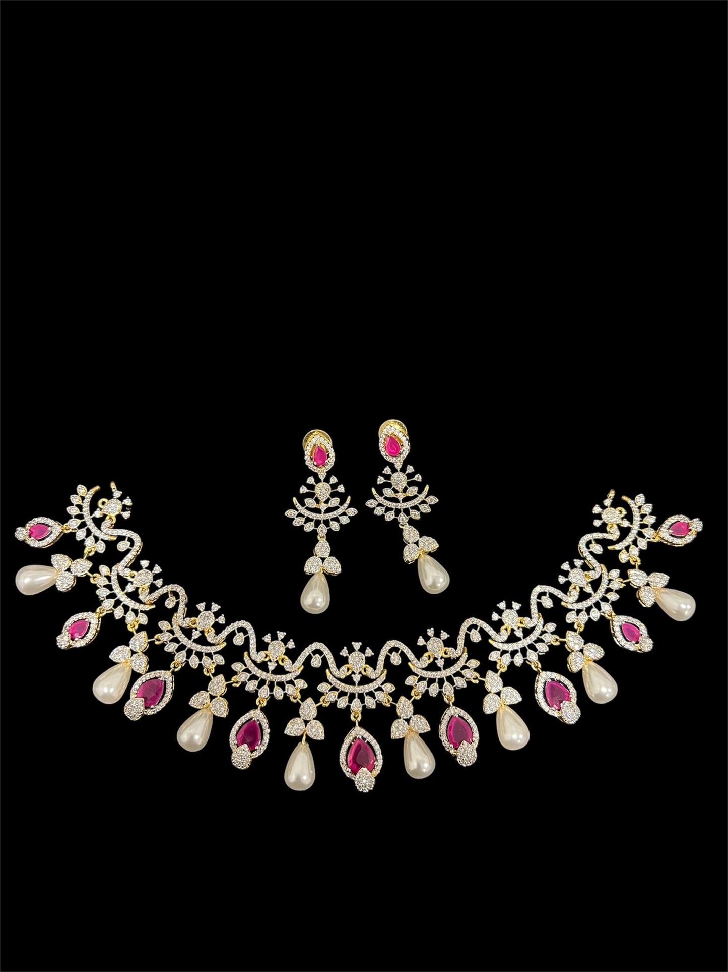 Diamond look CZ short necklace set
