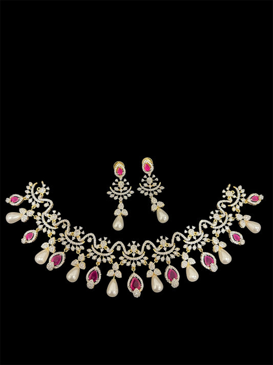 Diamond look CZ short necklace set