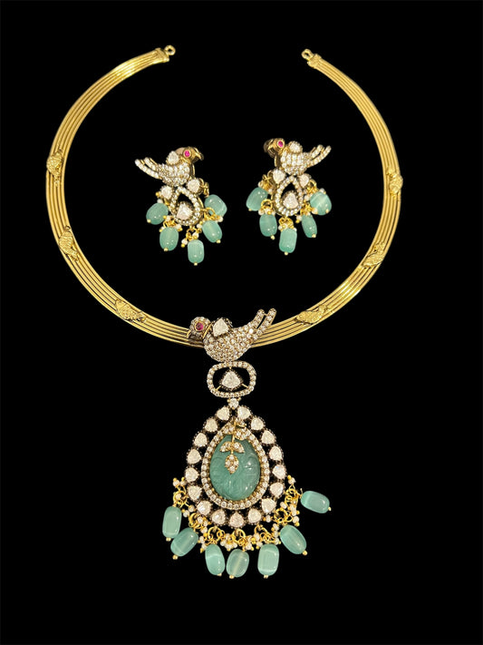Victorian Bird Pendant set with hasli