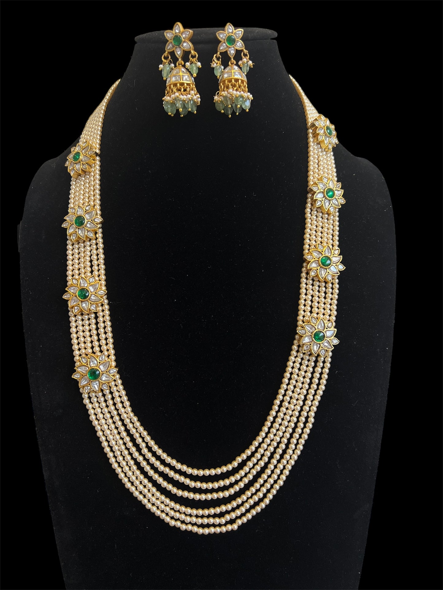 Swarovski Pearl Mala with Kundan Motifs