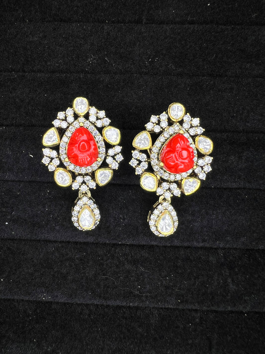 925 Silver Coral Victorian Earrings