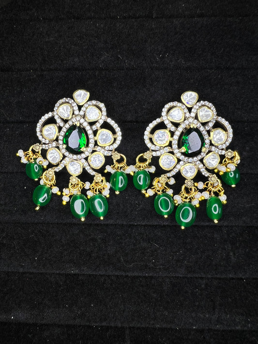 925 Silver emerald drop studs